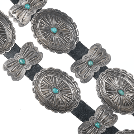 40's - 50's Navajo stamped silver Butterfly concho belt - Estate Fresh Austin