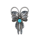 40's-50's Navajo stamped silver butterfly pin with turquoise - Estate Fresh Austin