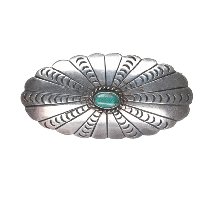 40's - 50's Navajo stamped silver concho pin with turquoise - Estate Fresh Austin