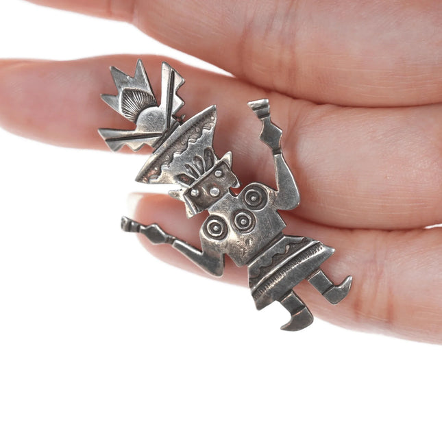 40's-50's Navajo stamped silver kachina pin - Estate Fresh Austin