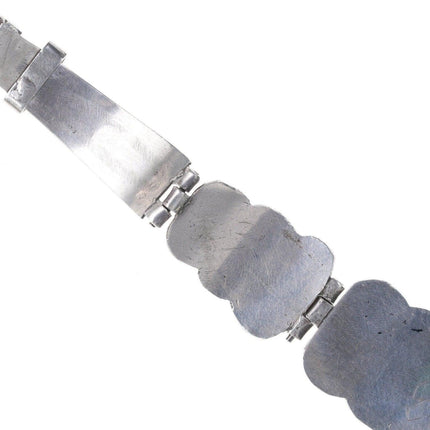 7" 40's-50's Navajo Stamped Silver Waterweb turquoise hinged bracelet - Estate Fresh Austin