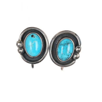 40's - 50's Navajo sterling screw back turquoise earrings - Estate Fresh Austin