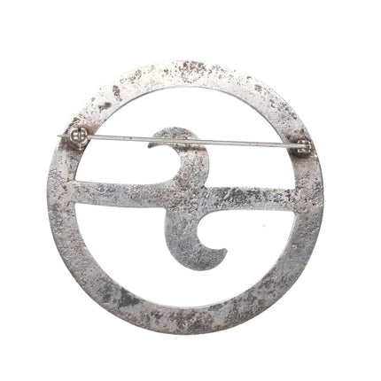 40's-50's Vintage Native American sandcast silver pin with turquoise - Estate Fresh Austin