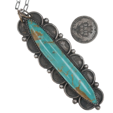 40's-50's Vintage Navajo Long turquoise pendant - Estate Fresh Austin