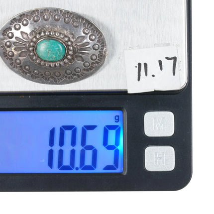 40's-50's Vintage Navajo silver concho pin w/turquoise - Estate Fresh Austin