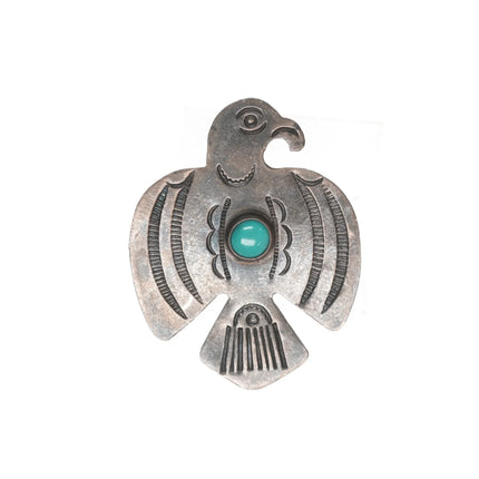 40's-50's Vintage Navajo silver thunderbird pin with turquoise - Estate Fresh Austin