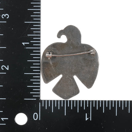 40's-50's Vintage Navajo silver thunderbird pin with turquoise - Estate Fresh Austin