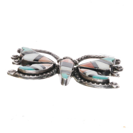 40's - 50's Zuni Butterfly pin sterling intarsia inlay - Estate Fresh Austin