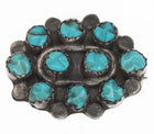 40's-50's Zuni carved turquoise silver pin - Estate Fresh Austin