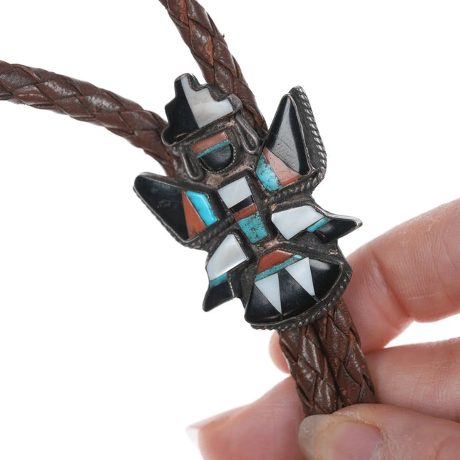 40's-50's Zuni Knifewing silver channel inlay bolo tie - Estate Fresh Austin