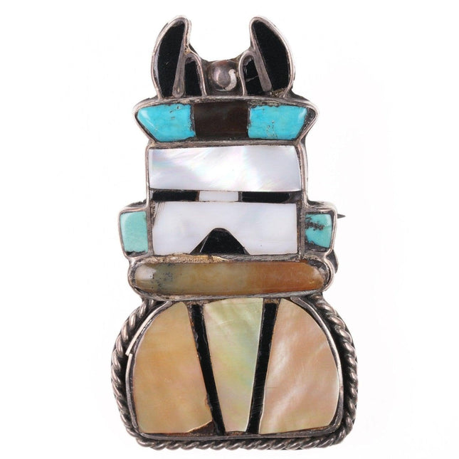 40's - 50's Zuni Multi - stone Channel inlay brooch pin - Estate Fresh Austin