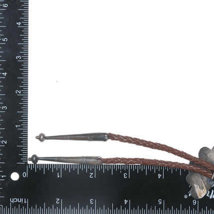 40's-50's Zuni silver channel inlay bird bolo tie with handmade tips - Estate Fresh Austin