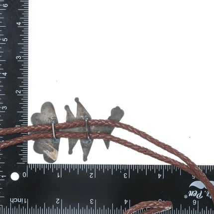 40's-50's Zuni silver channel inlay bird bolo tie with handmade tips - Estate Fresh Austin