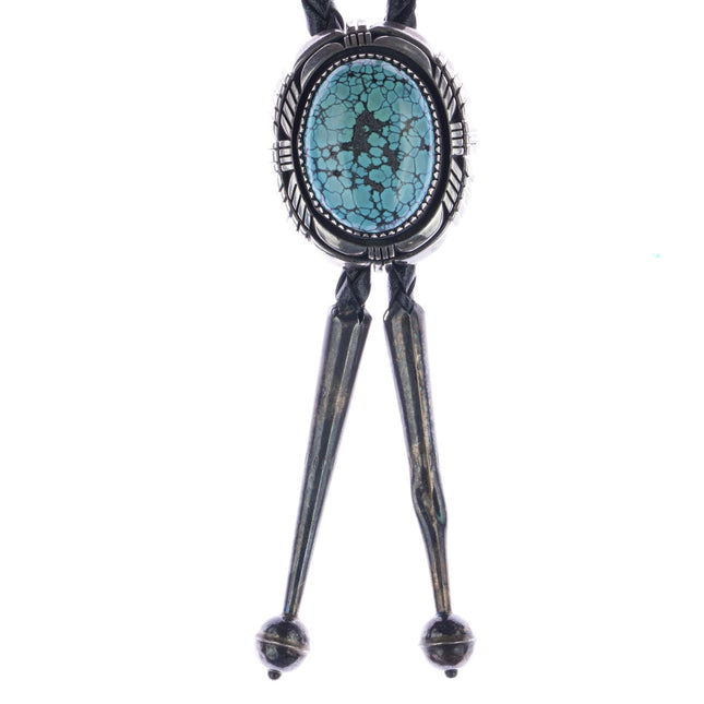 41" Austin Garcia Santo Domingo sterling and turquoise bolo tie - Estate Fresh Austin