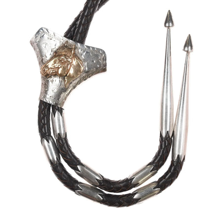 41" Vintage Vic Cedarstaff 10k/Sterling horse head Hand Engraved bolo tie - Estate Fresh Austin