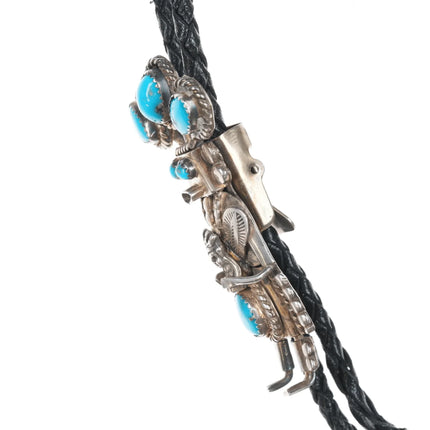 42" 1970's-80's T Native American Sterling and turquoise Kachina bolo tie - Estate Fresh Austin