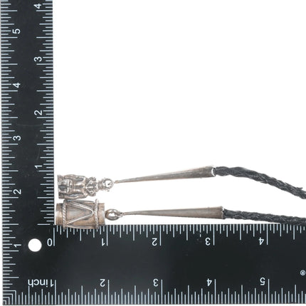 42" 1970's-80's T Native American Sterling and turquoise Kachina bolo tie - Estate Fresh Austin