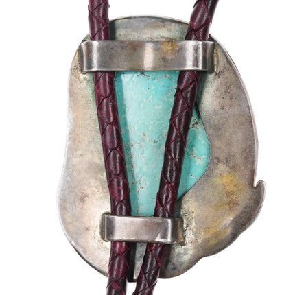 42" Huge Vintage Zuni Silver Snake bolo tie with large Natural turquoise nugget - Estate Fresh Austin