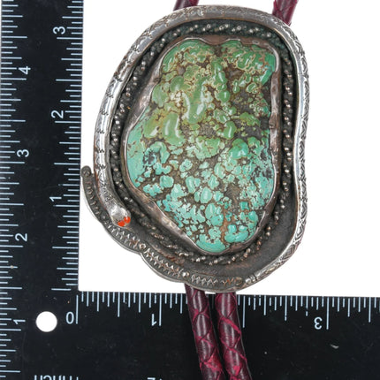 42" Huge Vintage Zuni Silver Snake bolo tie with large Natural turquoise nugget - Estate Fresh Austin