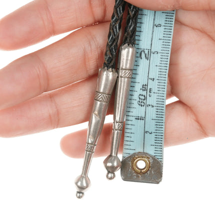 43" Large 60's-70's Native American silver and turquoise bolo tie - Estate Fresh Austin