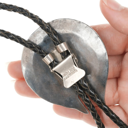 43" Large 60's-70's Native American silver and turquoise bolo tie - Estate Fresh Austin