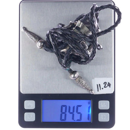 44" 70's-80's Vintage Sterling blue crystal bolo tie - Estate Fresh Austin