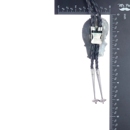 44" c1970 Native American sterling high grade turquoise branch coral bolo tie - Estate Fresh Austin