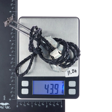 44" c1970 Native American sterling high grade turquoise branch coral bolo tie - Estate Fresh Austin