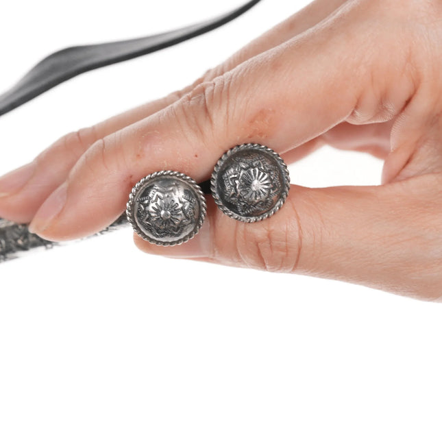 44" Nelson Navajo Large Sterling and turquoise bolo tie - Estate Fresh Austin