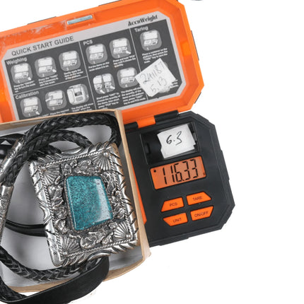 44" Nelson Navajo Large Sterling and turquoise bolo tie - Estate Fresh Austin