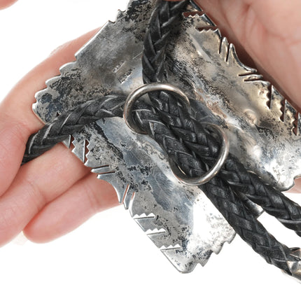 44" Nelson Navajo Large Sterling and turquoise bolo tie - Estate Fresh Austin