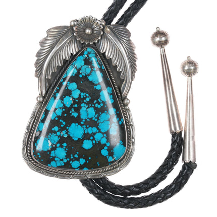 46" Big Victor Hicks Navajo sterling and turquoise bolo tie - Estate Fresh Austin