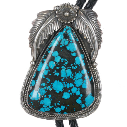 46" Big Victor Hicks Navajo sterling and turquoise bolo tie - Estate Fresh Austin