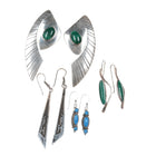 4pr Vintage long Southwestern/Native American sterling stud/dangle earring lot - Estate Fresh Austin