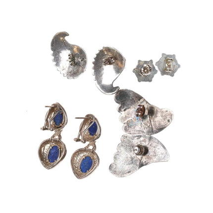 4pr Vintage Southwestern/Native American sterling stud earring lot - Estate Fresh Austin