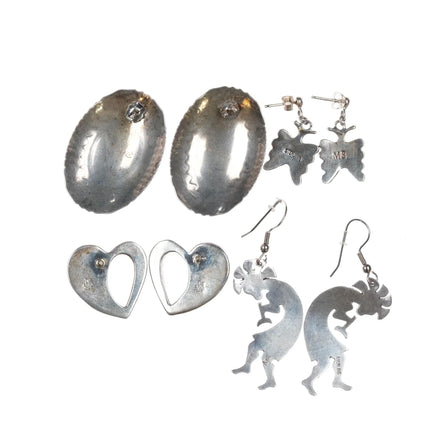 4pr Vintage Southwestern/Native American sterling stud/dangle earring lot - Estate Fresh Austin