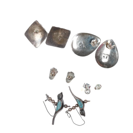 4pr Vintage Southwestern/Native American sterling stud/dangle earrings lot - Estate Fresh Austin