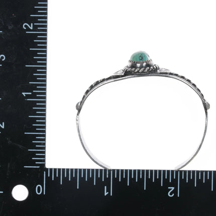 5 1/8" 1940's Navajo hand stamped silver cuff bracelet with turquoise - Estate Fresh Austin