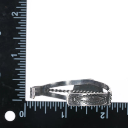 5 1/8" 1940's Navajo hand stamped silver cuff bracelet with turquoise - Estate Fresh Austin