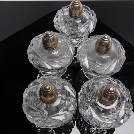 5 1940's Sterling Lid Art Deco Pressed Glass Salt and Pepper Shakers - Estate Fresh Austin