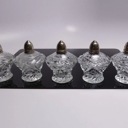 5 1940's Sterling Lid Art Deco Pressed Glass Salt and Pepper Shakers - Estate Fresh Austin