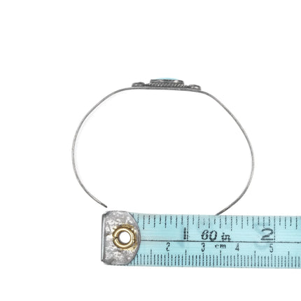 5 3/8" 30's-40's Fred Harvey Era Hand Stamped silver and turquoise cuff bracelet - Estate Fresh Austin