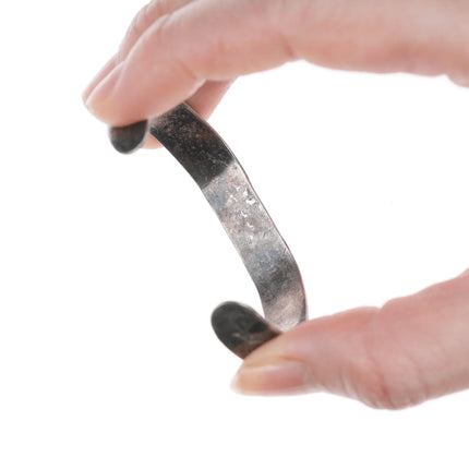 5 3/8" 30's-40's Fred Harvey Era Hand Stamped silver and turquoise cuff bracelet - Estate Fresh Austin