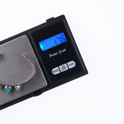 5 3/8" Navajo stamped silver - turquoise and mother of pearl bracelet - Estate Fresh Austin