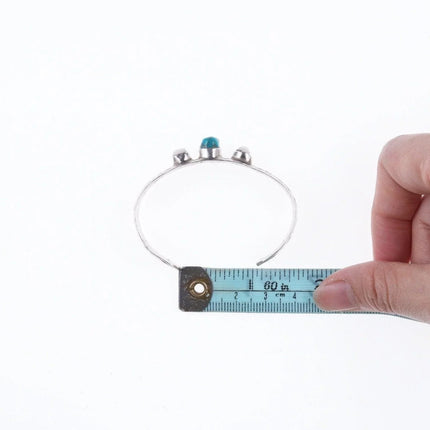 5 3/8" Navajo stamped silver - turquoise and mother of pearl bracelet - Estate Fresh Austin