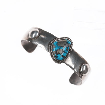 5 3/8" Vintage Morenci turquoise sterling cuff bracelet - Estate Fresh Austin