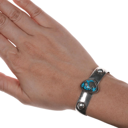 5 3/8" Vintage Morenci turquoise sterling cuff bracelet - Estate Fresh Austin