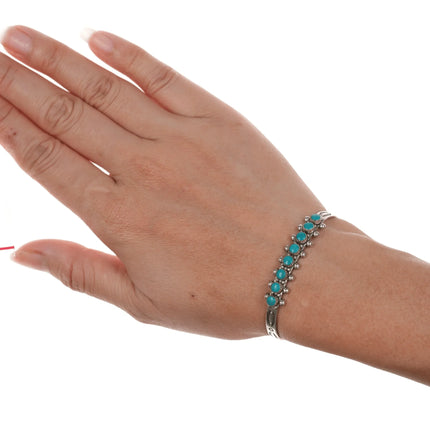 5 5/8" 50's-60's "Navajo Curio" sterling row cuff bracelet - Estate Fresh Austin