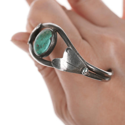 5 5/8" Vintage Navajo silver and turquoise cuff bracelet - Estate Fresh Austin