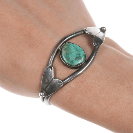 5 5/8" Vintage Navajo silver and turquoise cuff bracelet - Estate Fresh Austin